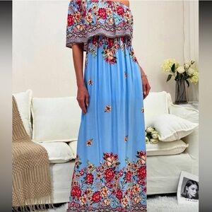 Beautiful Floral Print Bardot Dress, like new